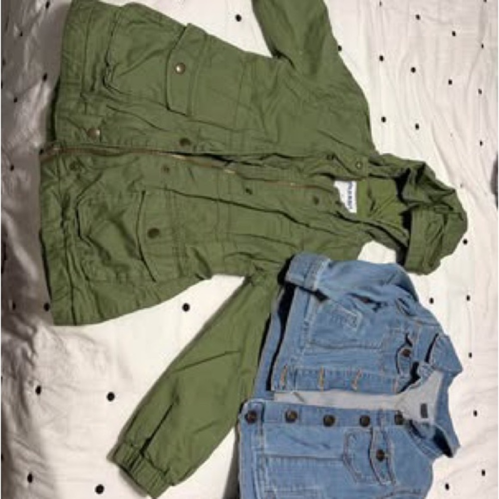 Carter's Green Hooded Jacket and Blue Jean Jacket Set